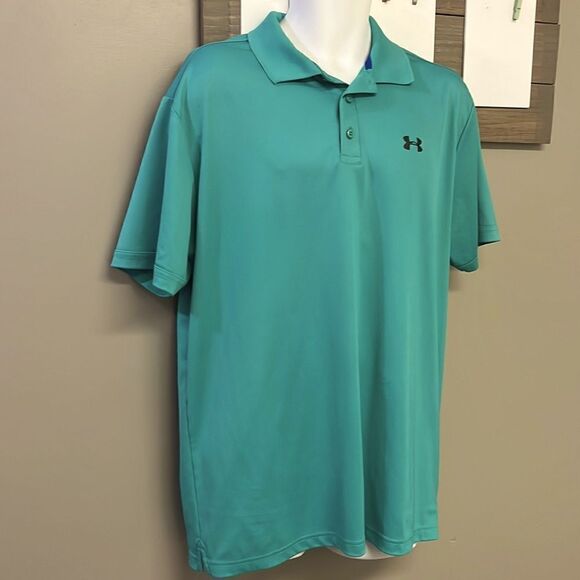 Under Armour Men’s Seafoam Green Golf Polo with Collar and Side Slits- XL - Picture 3 of 11